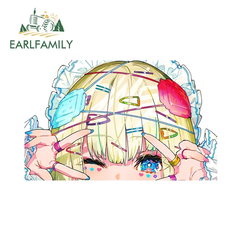 EARLFAMILY 13cm Hair Clip Colored Girl Peek Car Sticker Auto Body Funny Slap Printing Warning Laptop Decal Windows Custom Decor