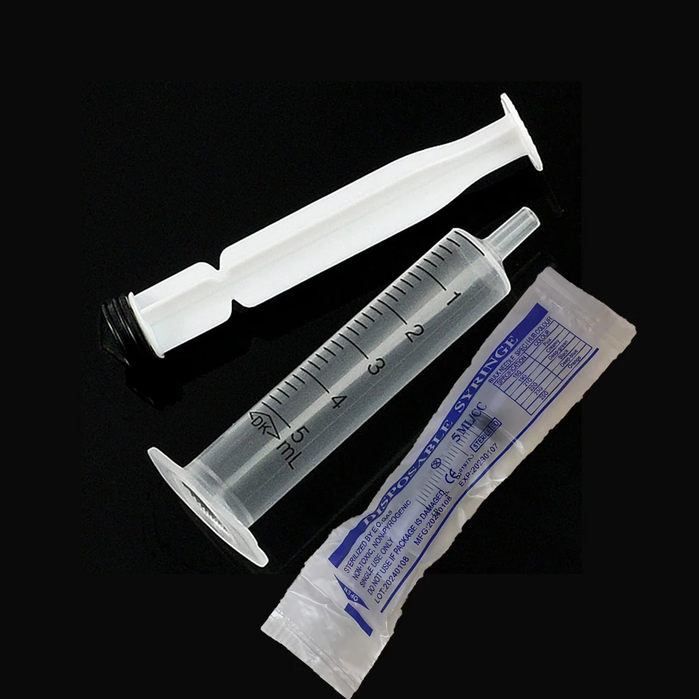 10Pcs 5ml With OPP Plastic Injector Syringe For Lab Nutrient Measuring Small Glue Ink Cartridge Pet Feeder Tool (Without needle)