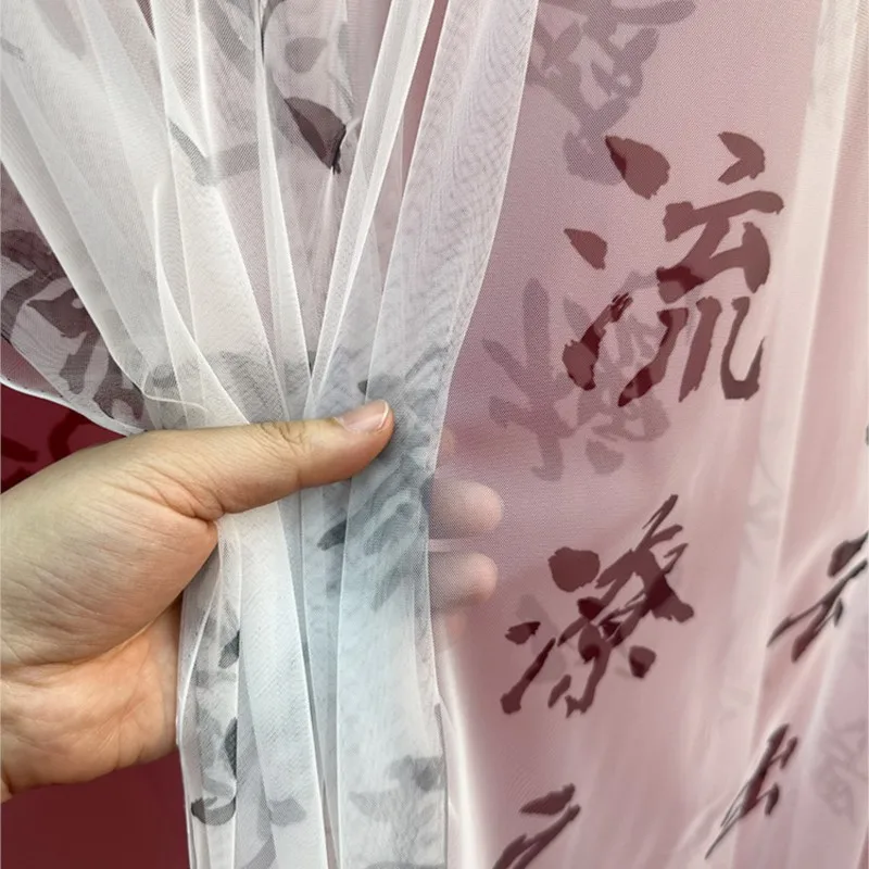 Calligraphy gauze curtains ancient-style props background cloth tea classics Chinese Hanfu ink-style scenes  decorative