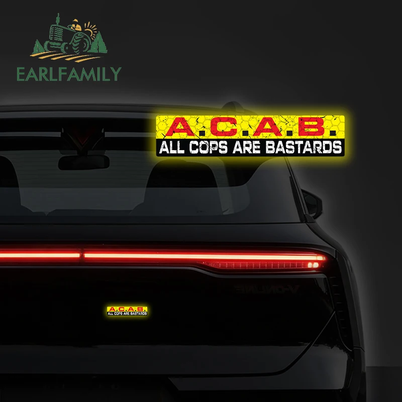 EARLFAMILY Car Styling A.C.A.B. Reflective Sticker Decal Vinyl JDM Funny Bumper Car Truck Acab Cops Redneck Racing Car Stickers
