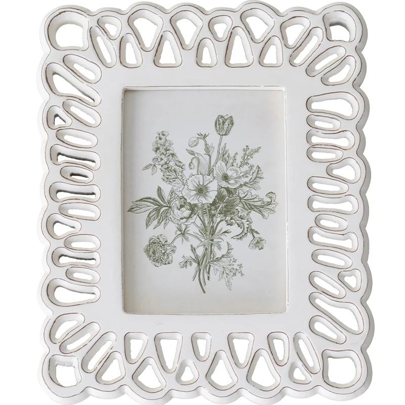 

White Vintage Wooden French Countertop Photo Frame