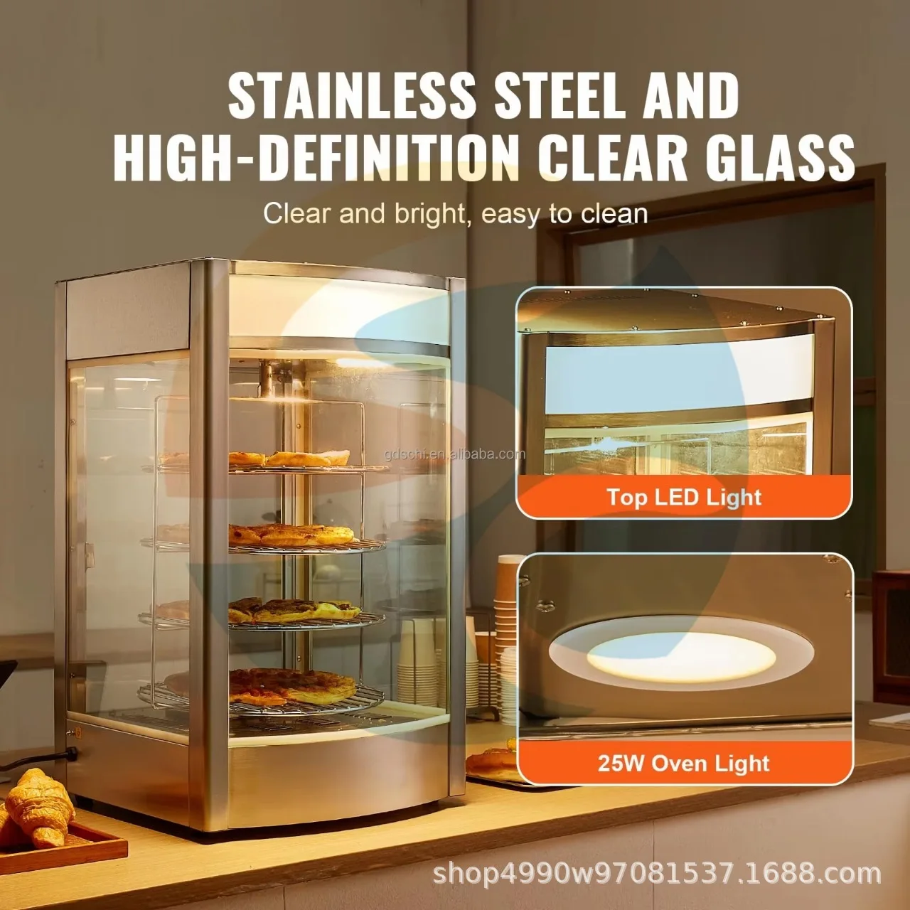 

Suitable for Cross-border supply Commercial pizza insulation cabinet Multi-layer sliding door Burger insulation cabinet Pastry c