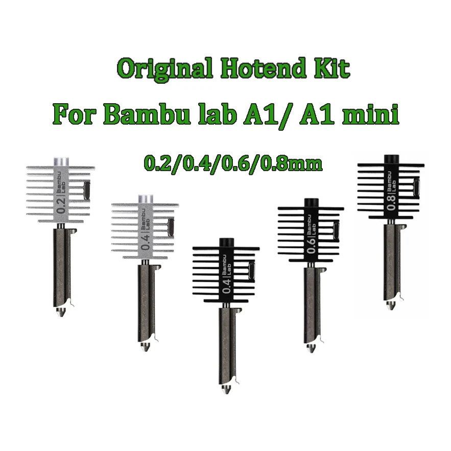 Original A1 Hotend Kit For Bambu Lab A1 mini 0.2/0.4/0.6/0.8mm Hardened Steel Nozzle Tips Bambulab Professional Hot End