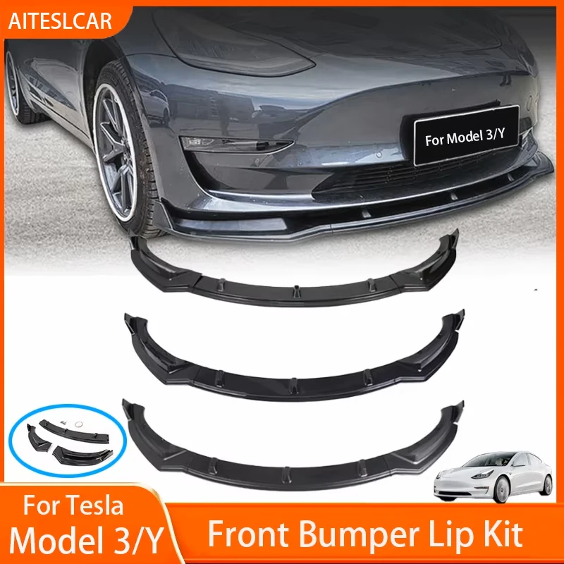 

Front Bumper Lip Chin Diffuser Body Kit Spoiler Deflector Tuning Accessories For Tesla Model 3 2017-2023 Model Y 2021-2024