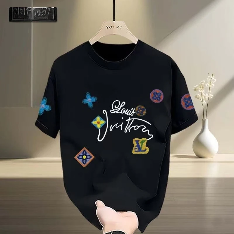 2026 Men's Oversized T Shirt Colorful Retro Floral Art Graphic Print Short Sleeve Cotton Casual Unisex Tee