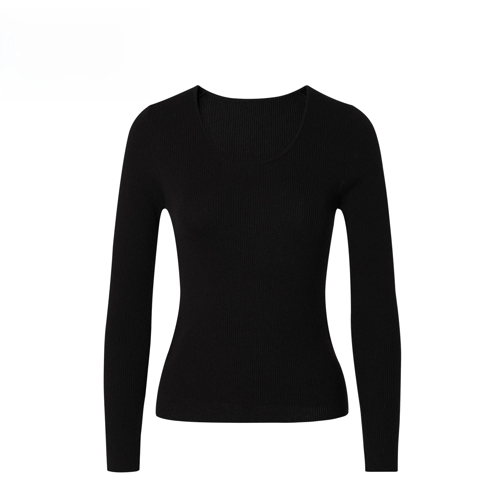 

Новый китайский женский вязаный шерстяной свитер: облегающий, скрывающий недостатки, базовый слой, премиум-качество, длинный рукав, полиэстер