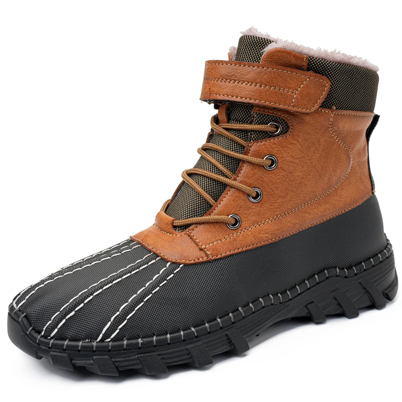Men Winter Fleece Lined Ankle Boots High Top Snow Boots Non Slip Outdoor Hiking Warm Cotton Casual Motorcycle Botas Hombre