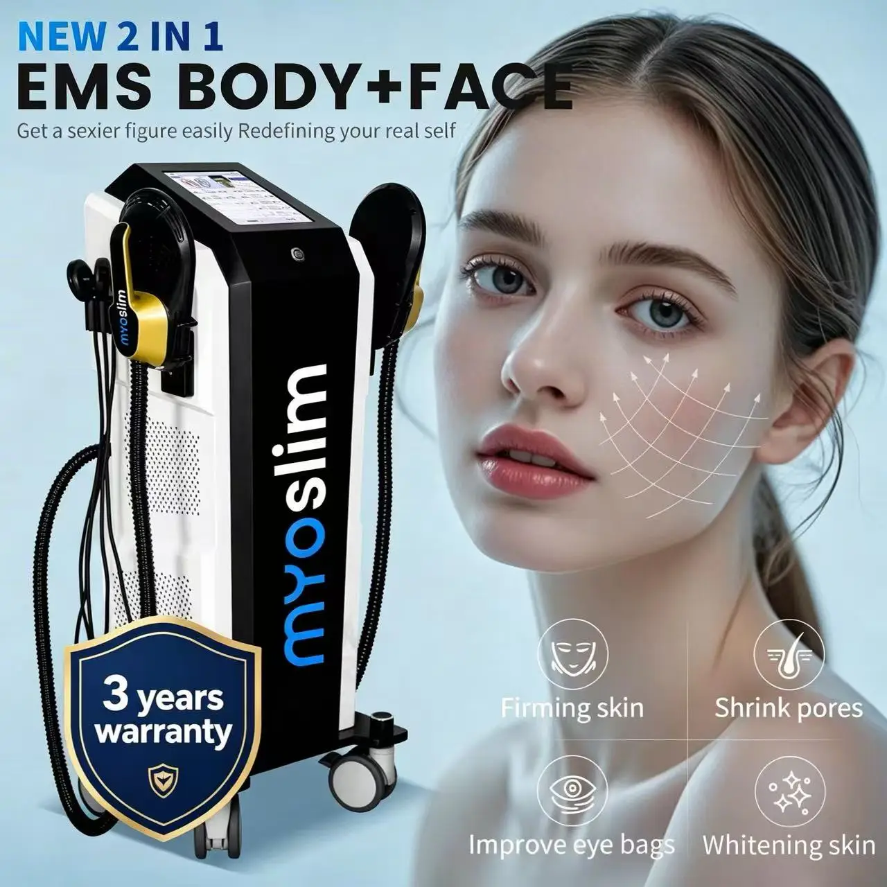 MYoslim Machine PE-FACE NEW Painless RF Heat Energy Output And Strong Pulsed Magnetic Non-invasive Face Lift Wrinkle