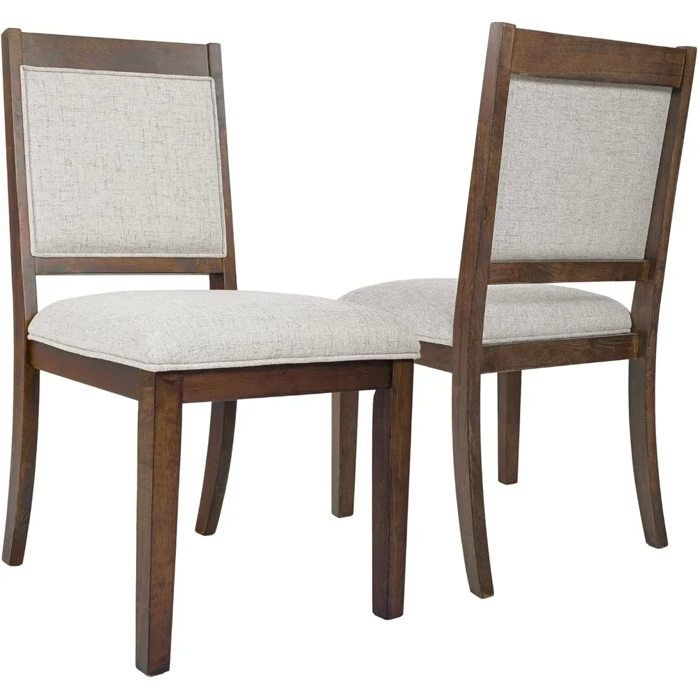 Classic Parsons Dining Chairs, Neutral Textured Solid Living Room Back Upholstered Wood Frame Dining Chairs Dinning Chair Wooden