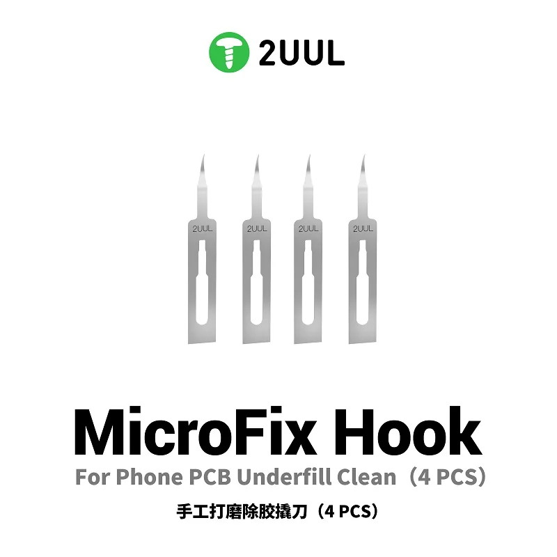 2UUL BL01 MicroFix Hook Tool Forged Blade for Phone PCB Underfill Cleaning IC Glue Scraping & Small Chip Disassembly
