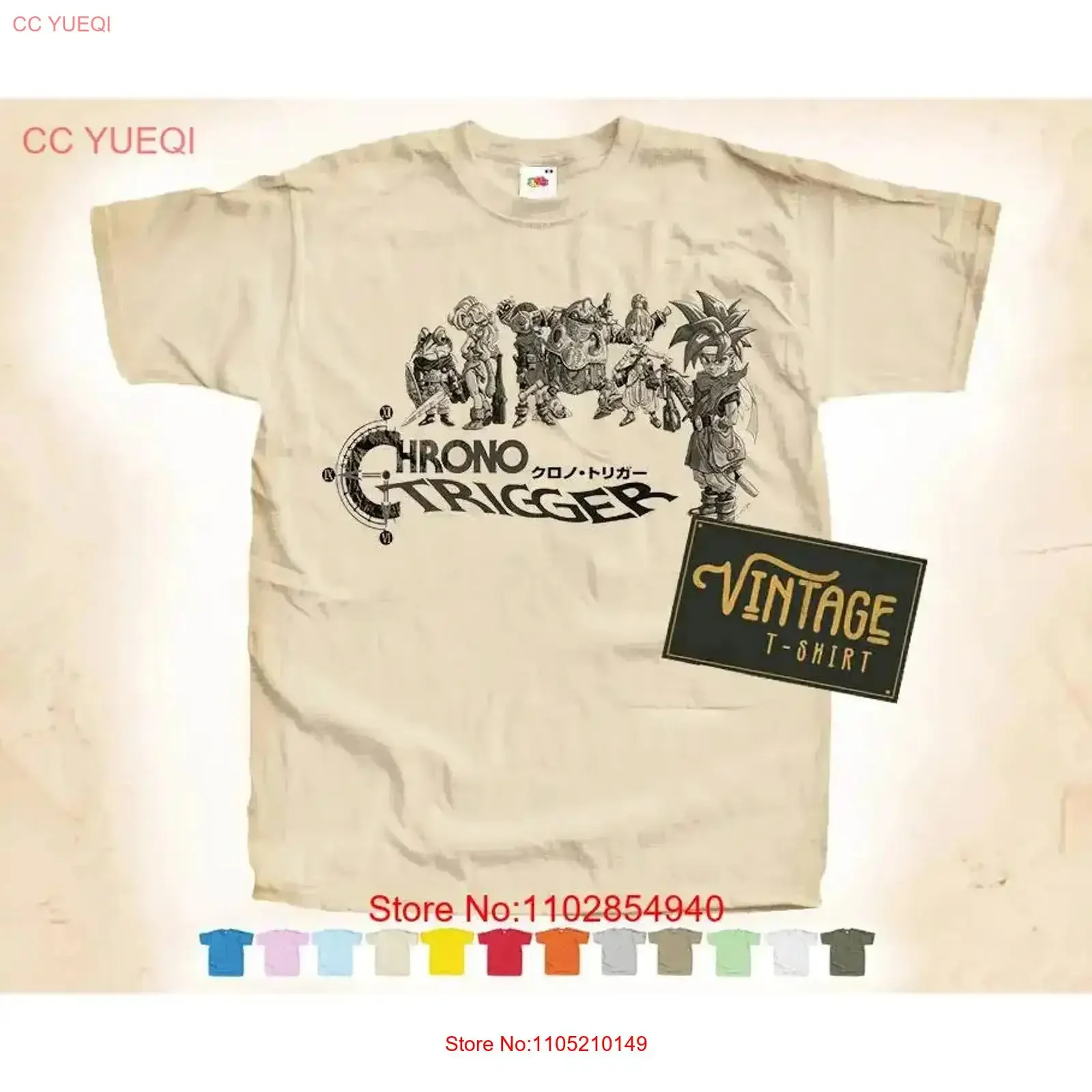 BLACK Print Chrono Trigger V1 T shirt Natural VINTAGE Poster Cotton S 5XL vintage Washed Stylish Slightly Soft Unisex