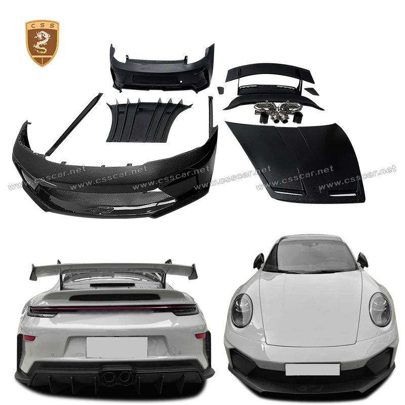 For Porsche 911/992.2 GT3 Style Car Front Engine Bonnet Hood Side Skirt Extension Rocker Splitter Rear Bumper Protect Guard