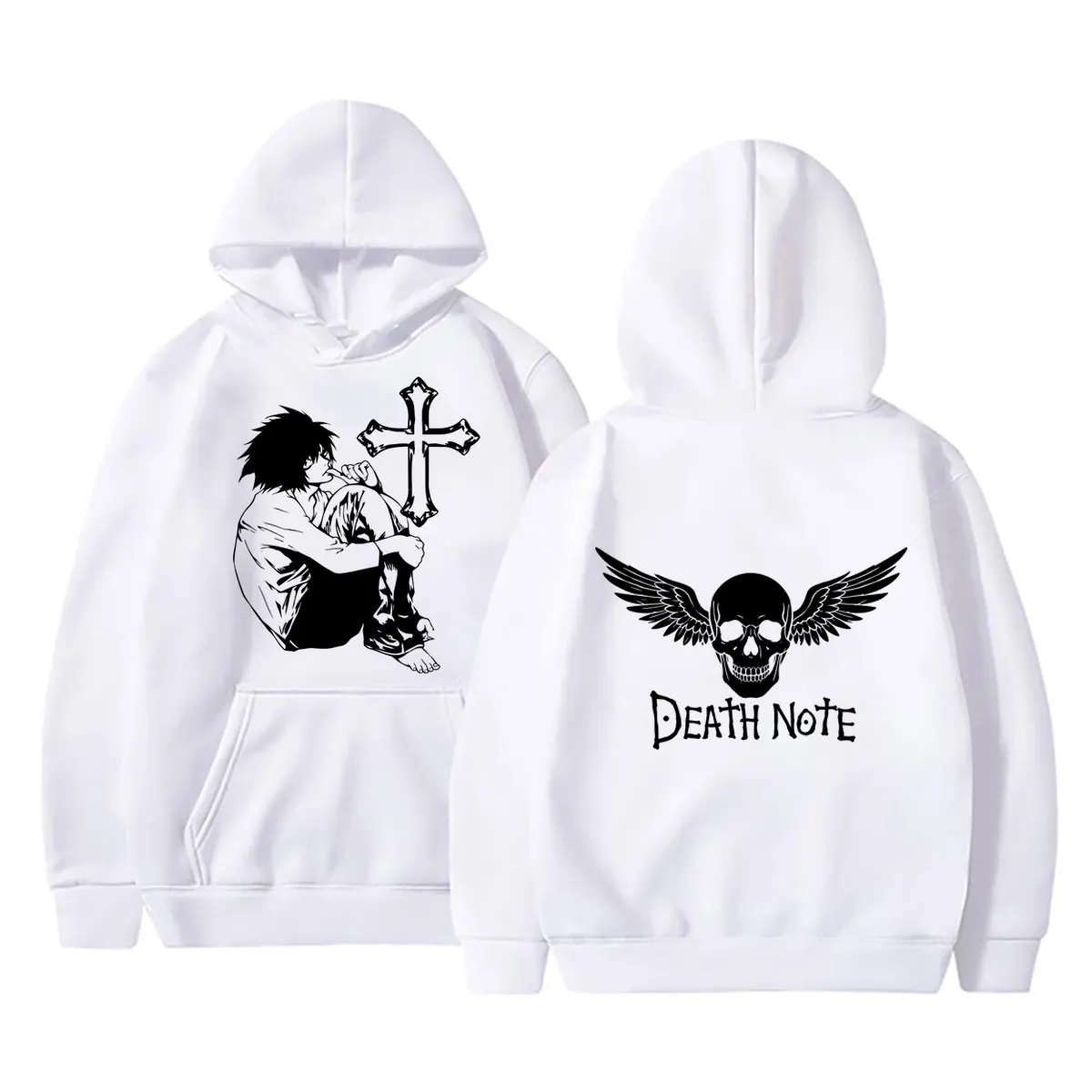 Anime Death Note L Lawliet Merch Hoodie Skeleton Graphic Sweatshirt Men Women Gothic Rock Oversized Hooded Pullovers Streetwear