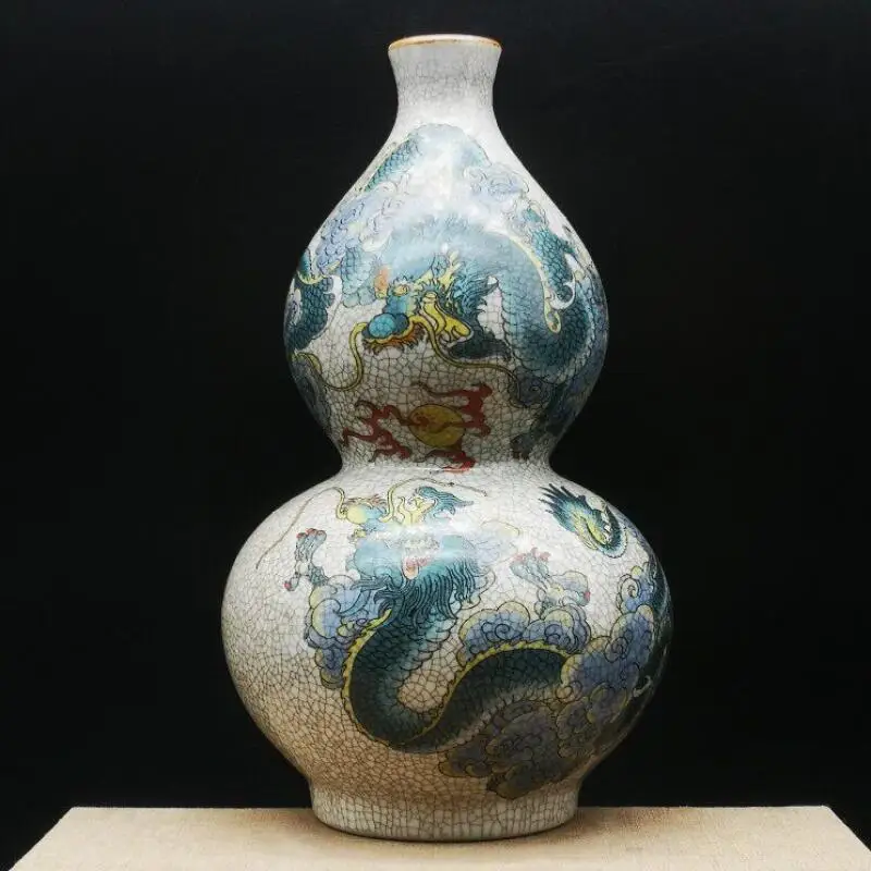 Qing Qianlong Famille Rose Porzellanvase mit Drachenmuster im chinesischen Stil, Wohnzimmer-Tischdekoration, Vase, Ornament