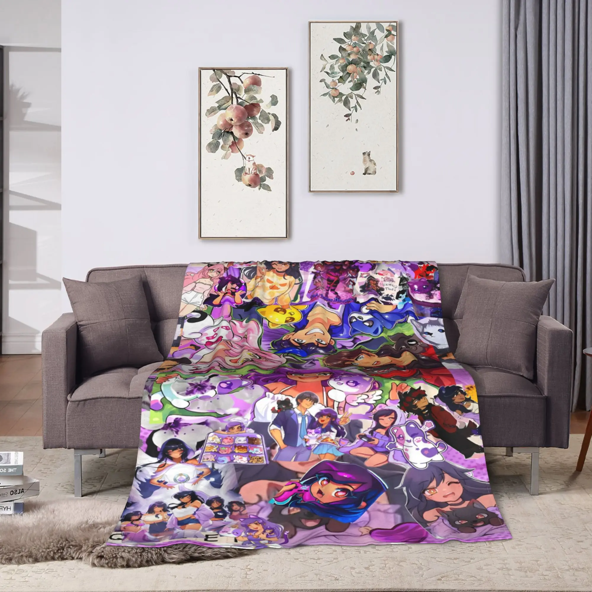 Cheerful Aphmau Outdoor Adventure Soft Blanket  Travel Office Plush Throw Blanket Pattern Bedroom Flannel Bedspread Sofa Bed