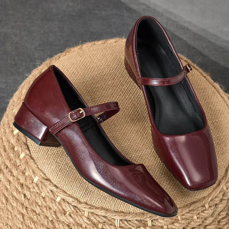 Women's large plus size versatile fashion shallow mouth button Mary Jane soft sole low order shoes autumn shoes