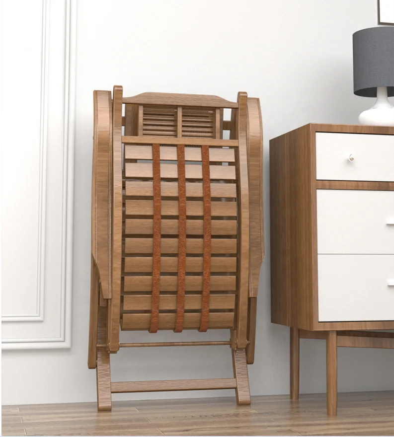 كرسي استلقاء للتشمس من الخيزران قابل للطي للحديقة مع مدلك للقدمين #5