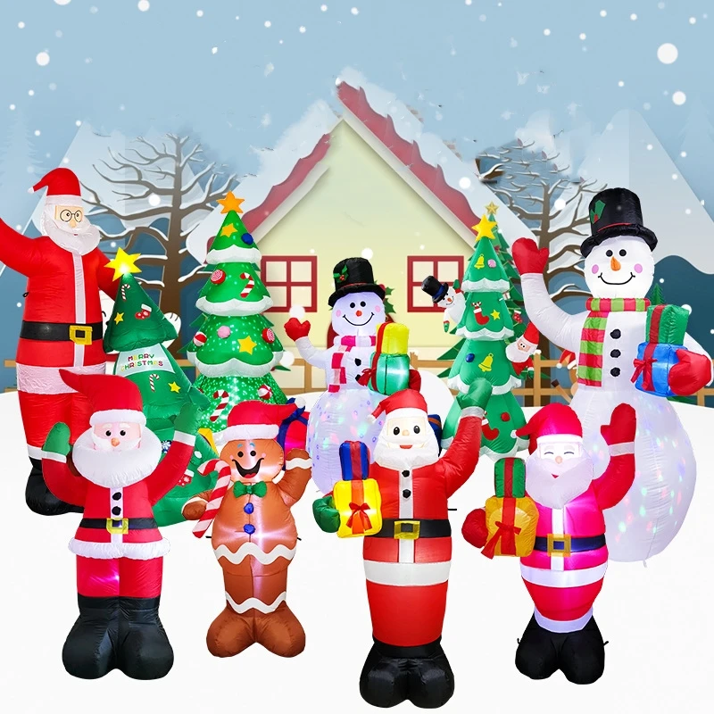 

1.2-1.8M LED Inflatable Christmas Santa Claus Ornament Christmas Decorations Outdoor for Home Navidad 2024 New Year Party Decor