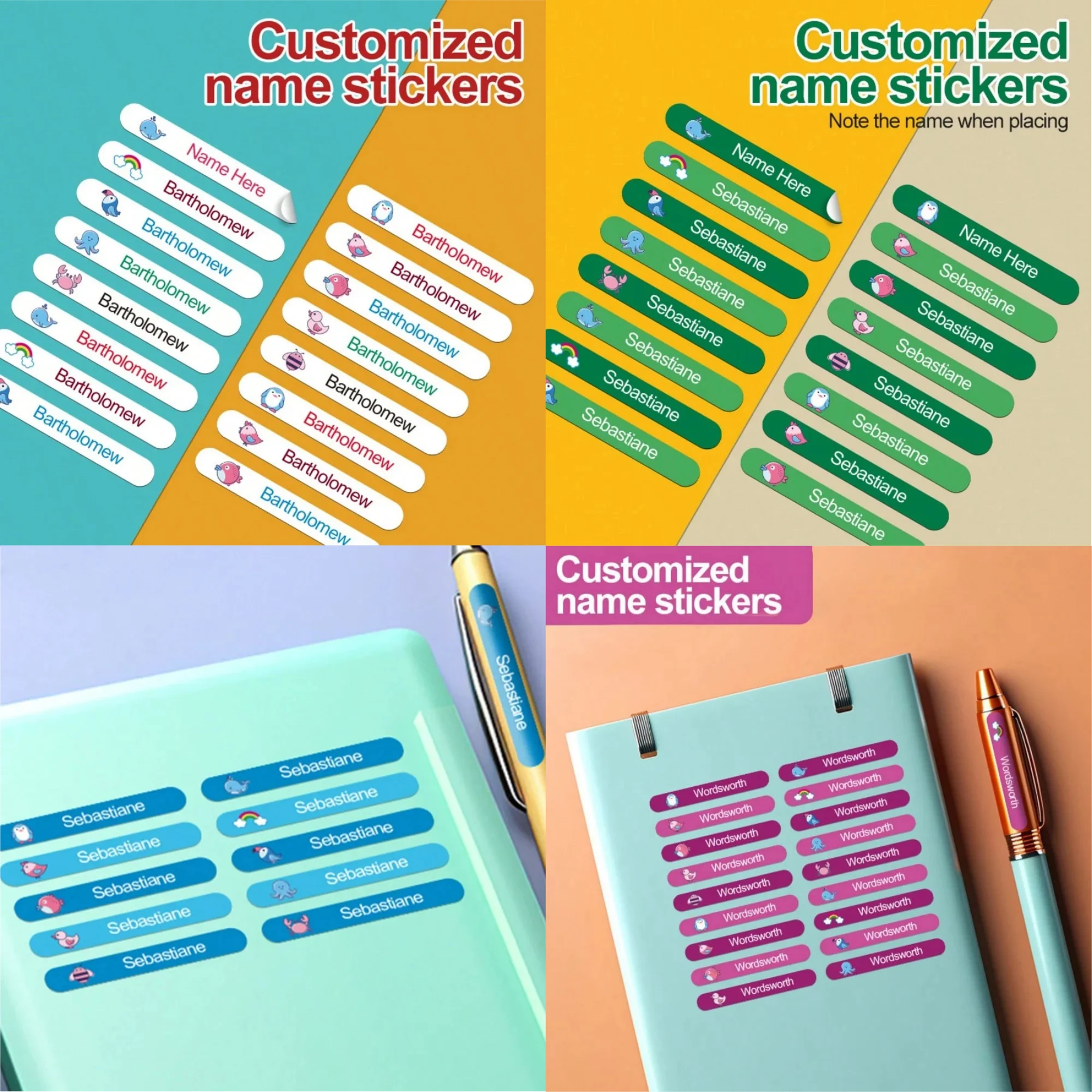 3.6CM Personalized Name Stickers for School Supply, Custom Name Labels,Perfect for Labeling Water Bottle,Lunch Box,Personal Item