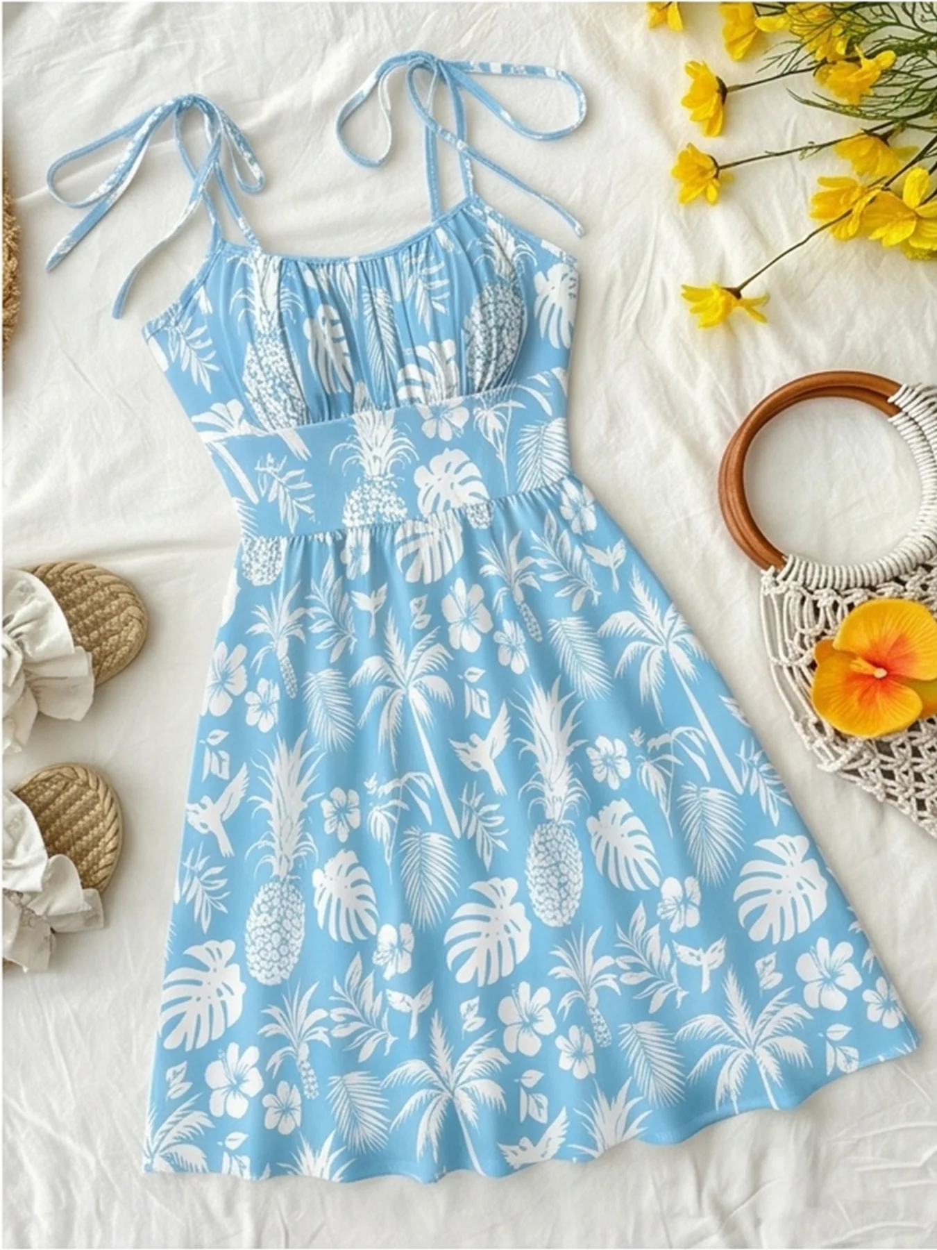 Teenagers' Checkered Pattern Dress with Suspender Straps Strapless round Neck Sleeveless Waist Long Skirt Children's Clothing