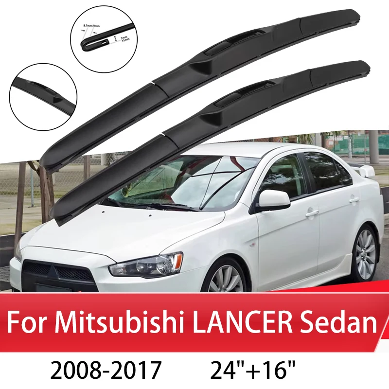 

Car Wiper Blade Front Window Windshield Natural Rubber For Mitsubishi LANCER Sedan 2008-2017 2009 2010 24"+16" Car Accessories