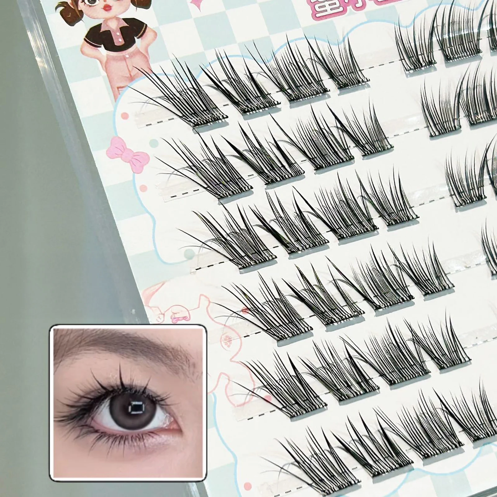 Fox- Style Natural False Eyelashes extenstions individual cluster winged lashes Thick curled up DIY daily eyelash supplies black