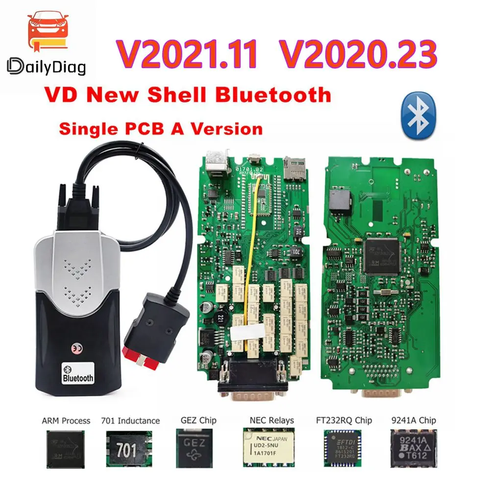 NEW VCI TCS 2017 R3 V2020.23 2021.11 VD150 Multidiag Pro+ High Quality Single PCB A+ Free Keygen BT OBD2 Scanner For Cars Trucks