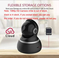 Câmera YI Dome 1080p HD CCTV IP 360 °   Detecção Wifi Sem Fio Visão Noturna IR Áudio Bidirecional Câmera de Vigilância de Segurança preta