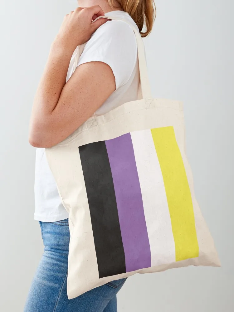 Non-Binary Pride Flag Vertical Tote Bag bag luxury women tote bag screen Canvas Tote