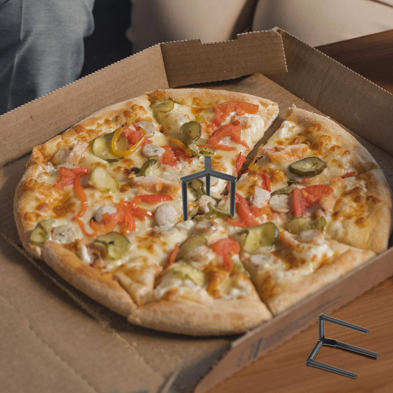 

200 Pcs Black Plastic Pizza Stand Tripod Rack for Home Restaurant Hotel Café Anti Collapse Stacking Serving Holder