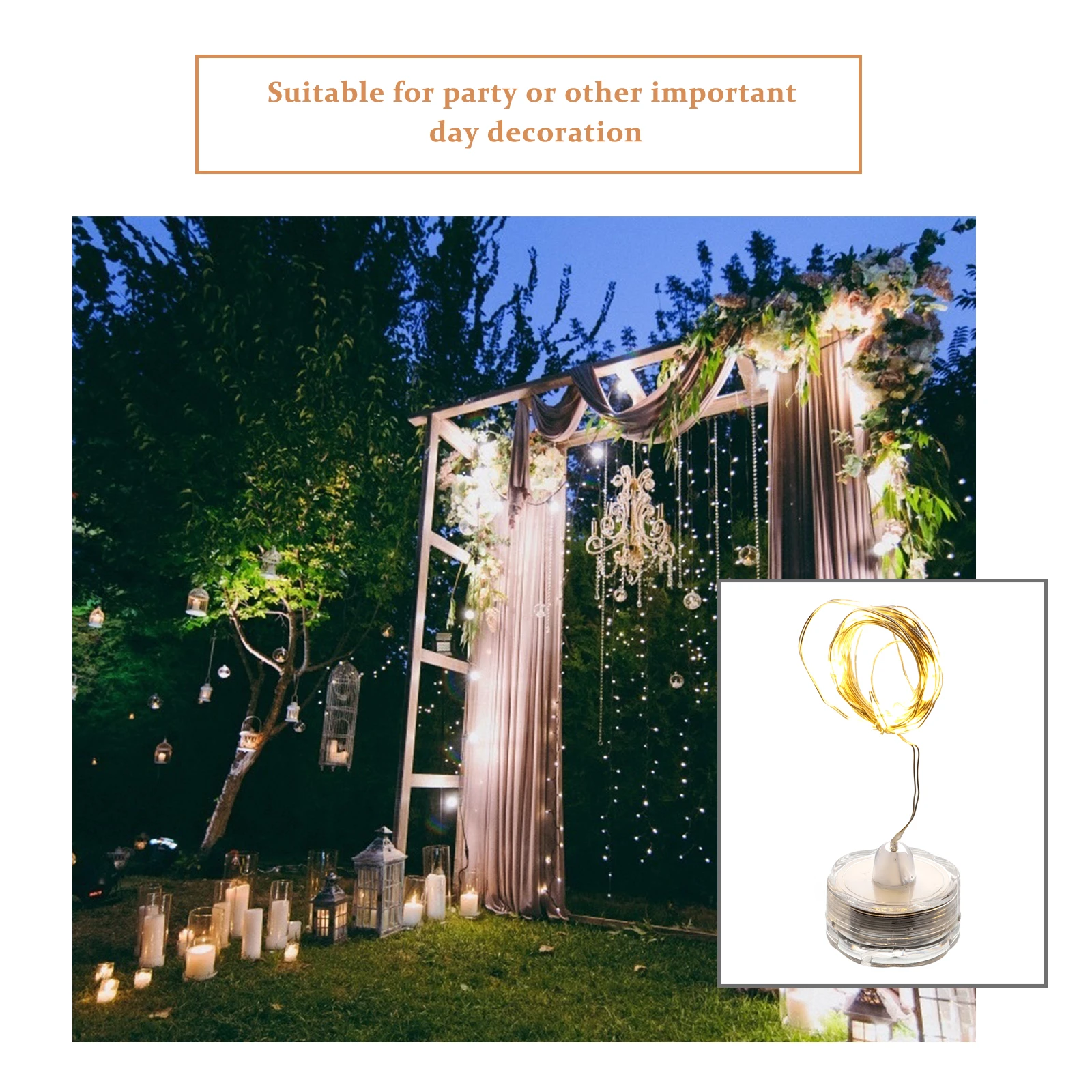 

6 Pcs Lights Outdoor Waterproof String LED Submersible White Plastic