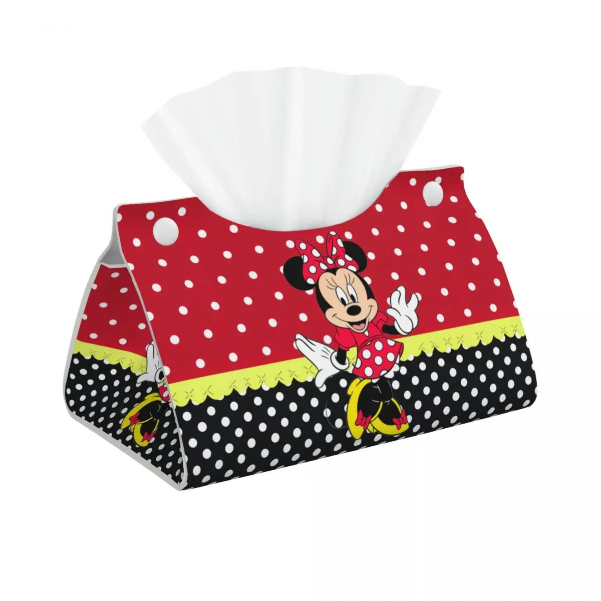 Custom Mickey Minnie Mouse Tissue Box Cover PU Leather Rectangular Cartoon Facial Tissues Holder for Office