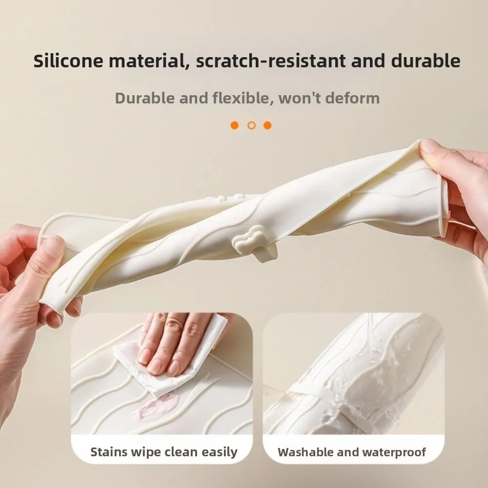 2 in 1 Hair Curler Storage Bag Folding Portable Heat Resistant Mat Silicone Dustproof Straightener Storage Pouch Make Up Bag