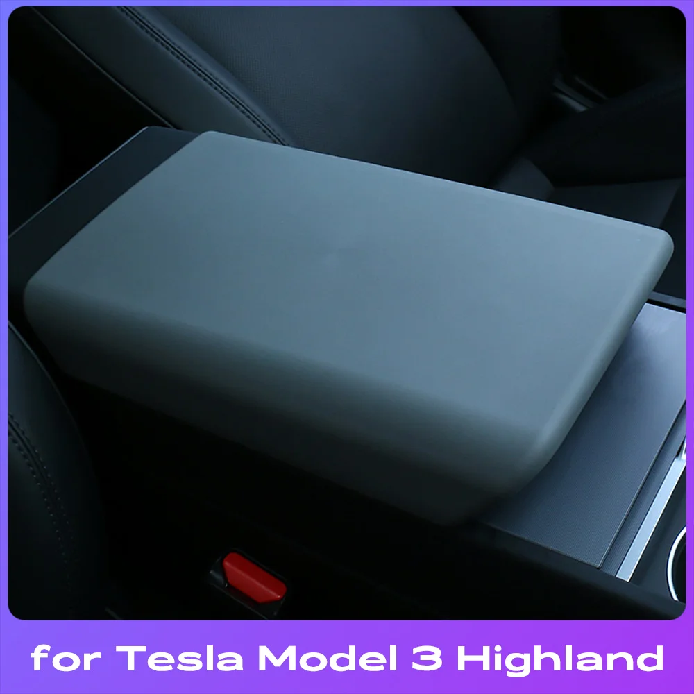 Per Tesla Model 3 Highland 2024 TPE Soft Case Car Center Console bracciolo coperchio Auto Central bracciolo Box Pad Cover accessori