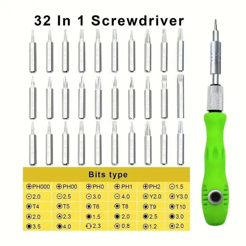 32-in-1 Precision Screwdriver Set Magnetic Phillips Bits Multifunctional Portable Hardware Tool For Home Watch Phone Computer