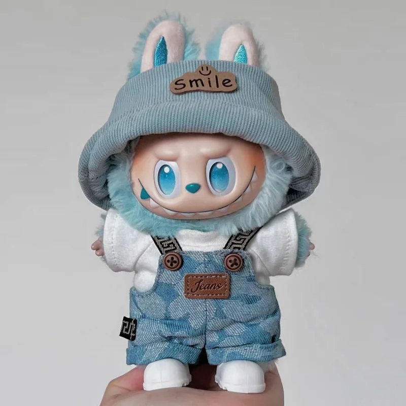 라부부 인형용 옷 17cm 패브릭 패턴 파티 트렌디 플레이 오버롤 유니버설 세트 행운의 의상 교체 귀여운 패션 모자