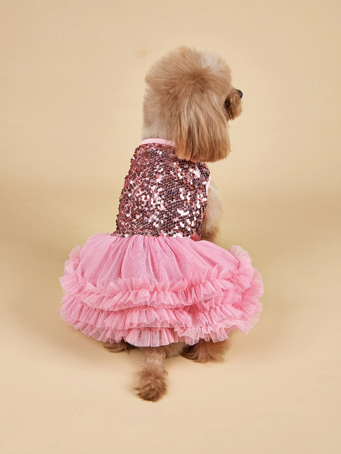 Dog Dress Girl Dog Sleeveless  Clothes  Sequin Pet Apparel Doggie Tutu with Tulle Cat Clothing Puppy Dresses Doggy Costume