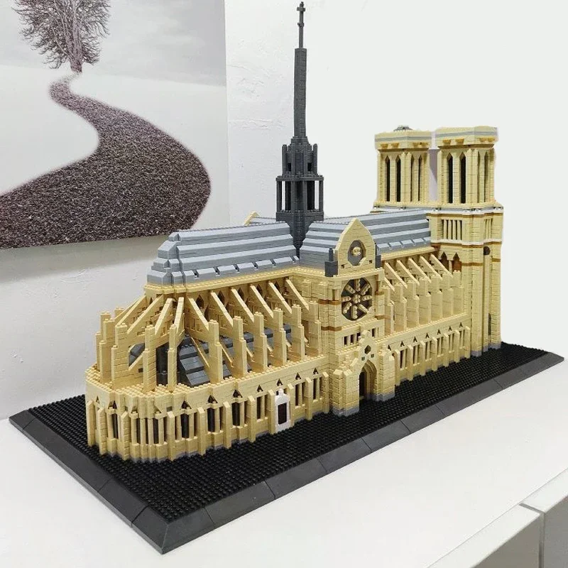 Mini Diamond Building Blocks Toy, Arquitetura Mundial, Notre Dame De Paris, Igreja Catedral, Torre do Museu, DIY, Sem Caixa, PZX 9923