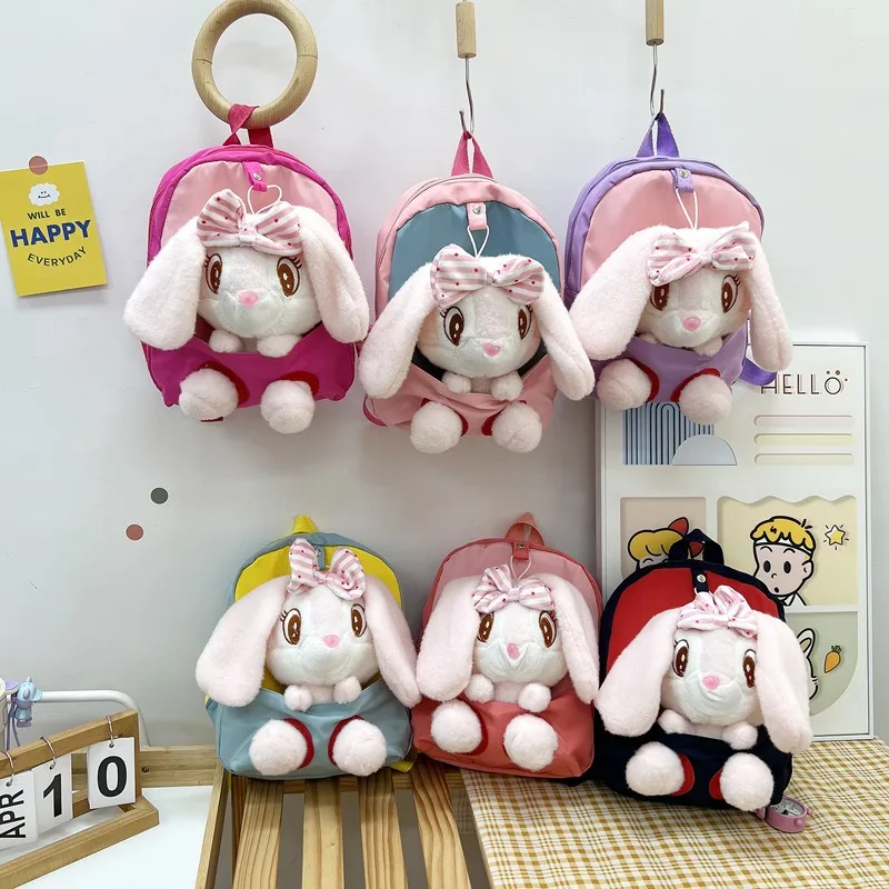 

Новый мультяшный длинноухий рюкзак с кроликом, милый и мягкий рюкзак для мальчиков и девочек, легкий съемный рюкзак