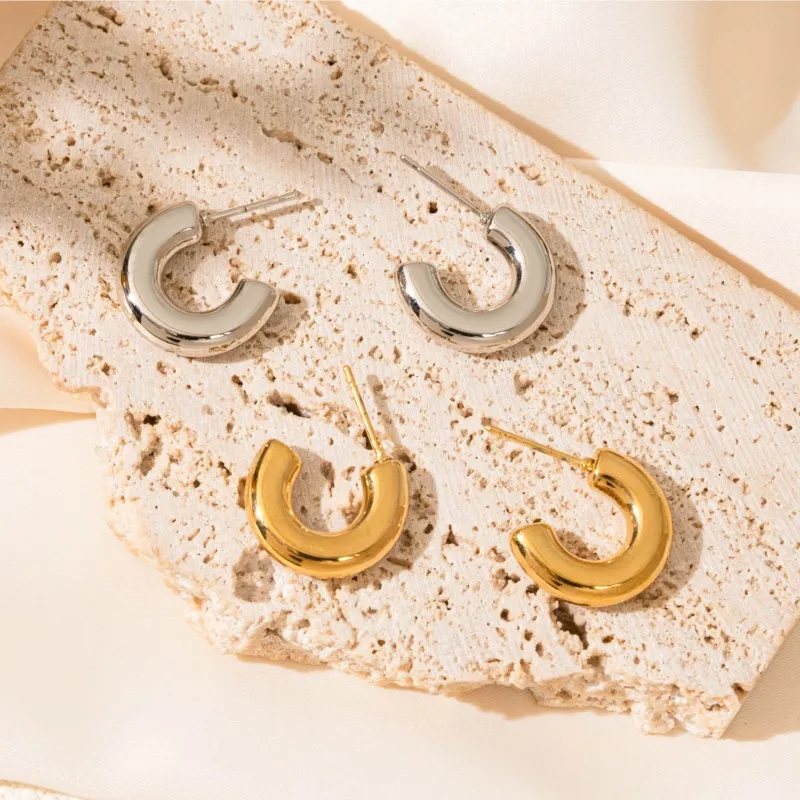 ANENJERY 316L Stainless Steel U-shaped and C-shaped Earrings for Women Fashion Personality Simple Jewelry Gifts Wholesale