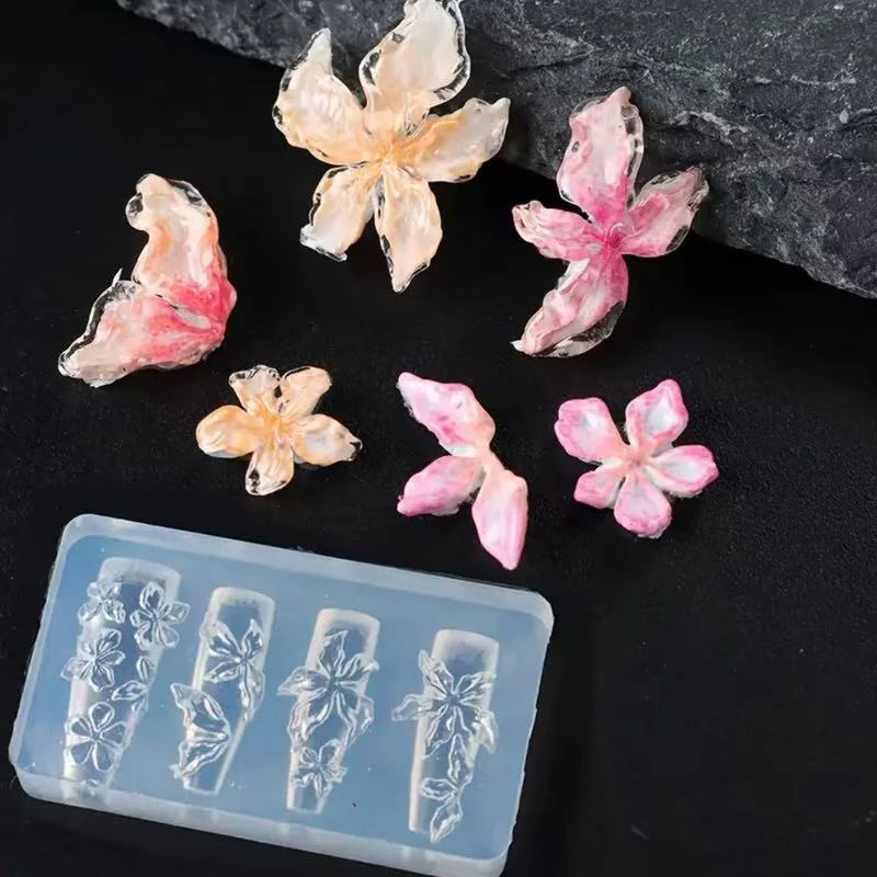 **1PC Flower Serie 3D Silicone Nail Accessories Carving Mold Ice Flower Lily Diy Template Nail Art Carving Mold Charms