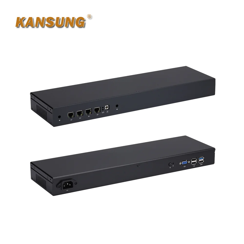 KANSUNG 1U rak terpasang Server 4 LAN Intel J1900 jaringan Barebone Virtual x86 Firewall Router Mini PC kompak kantor PC rumah