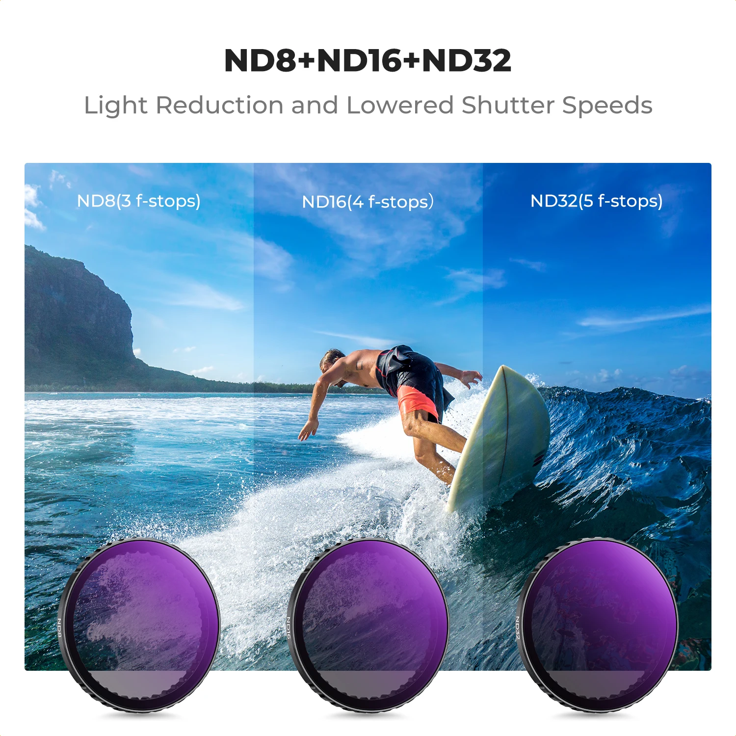 K&F CONCEPT Snap On CPL ND مجموعة مرشح لـ DJI Osmo Action 3 4 5 Pro Push-in Fit ND8 ND16 ND32 زجاج مستقطب متعدد المغلفة #1