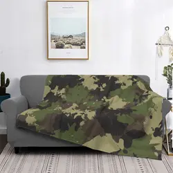 Green Camouflage Blankets Flannel Spring Autumn Army Camo Breathable Lightweight Thin Throw Blanket for Bed Couch Quilt