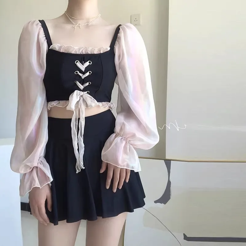 

Split Style Girls' Swimsuit New Slimming Skirt Style Two-piece Swimsuit for Women's Vacation Hot Spring High-end Swimsuit