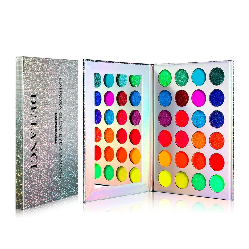 

24-color Fluorescent Gold Eyeshadow Palette, Multi-purpose, Dazzling Luminous Neon Powder