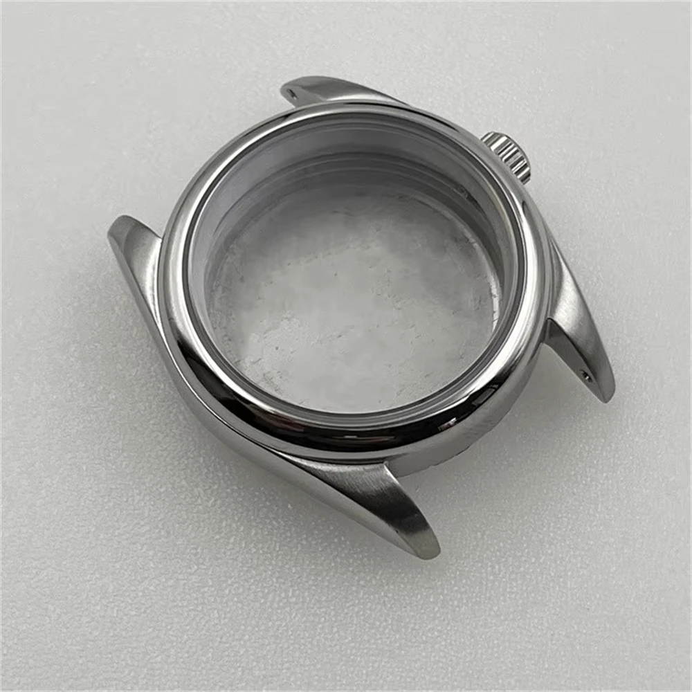 حافظة ساعة 36 ملم من الفولاذ المقاوم للصدأ ساعة ميكانيكية من زجاج الياقوت NH35 لحركة NH35 NH36 4R35A 4R36A، تاج لولبي