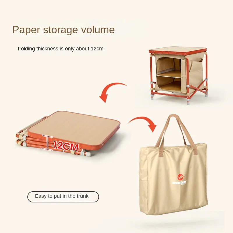 

Folding Camping Table With Storage Box - Waterproof Portable Multi-functional Storage Cabinet Suitable for RV Camping and Picnic