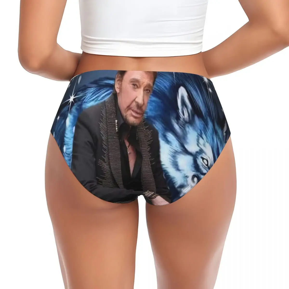 Custom Womens Johnny Hallyday Brief Panties Female Soft French France Singer Underwear Underpants view 2