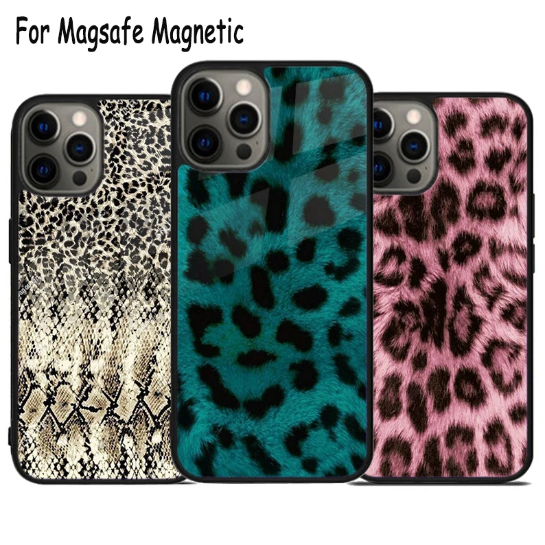 Animal Print Ombre Tiger Snake Wireless Magsafe Phone Case For iPhone 15 16 14 13 11 12 Pro Max Plus Magnetic Bumper Cover